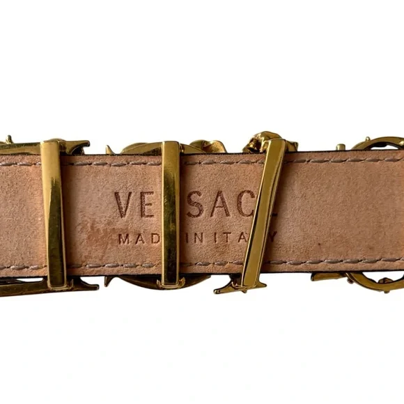 VERSACE Vintage RARE Gold Logo Thin Belt Size 80/32 - Picture 9 of 9